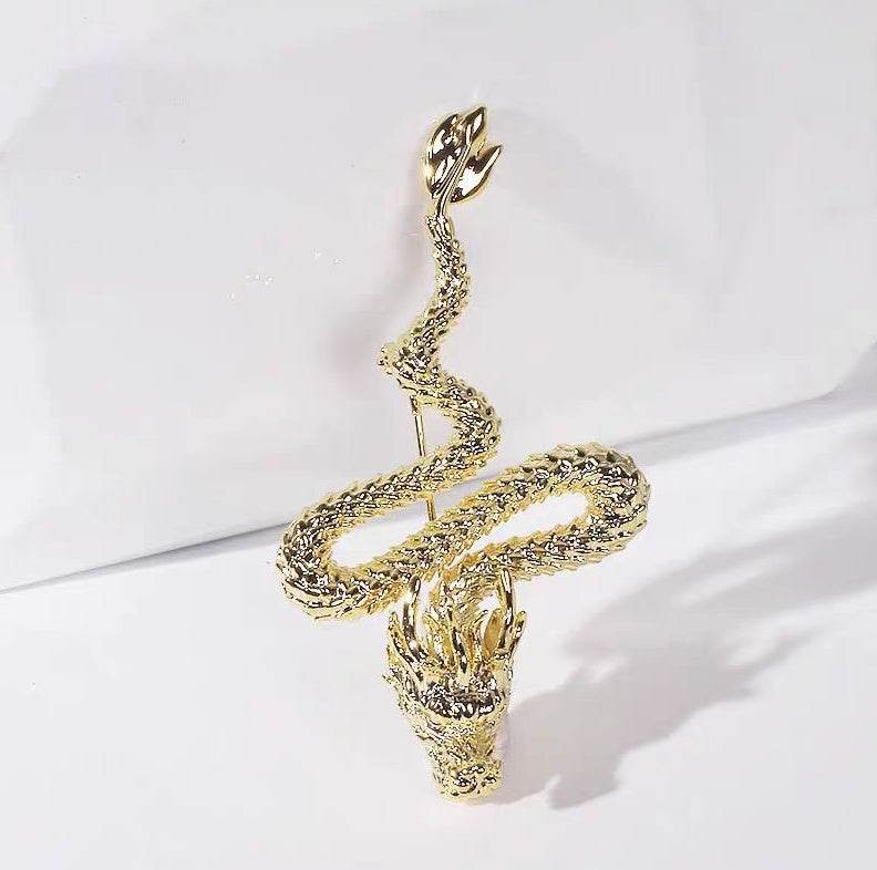 Exquisite Golden Dragon Brooch - Men's & Women's Suit Accessory - Buy Center