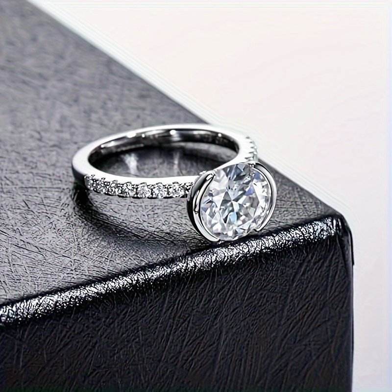 Buycenter Women's Moissanite Engagement Ring - 14K White Gold Plated Luxury - Buy Center