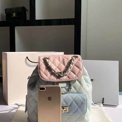 Buycenter Women's High-end Diamond Grid Backpack - Stylish Chain Design - Buy Center