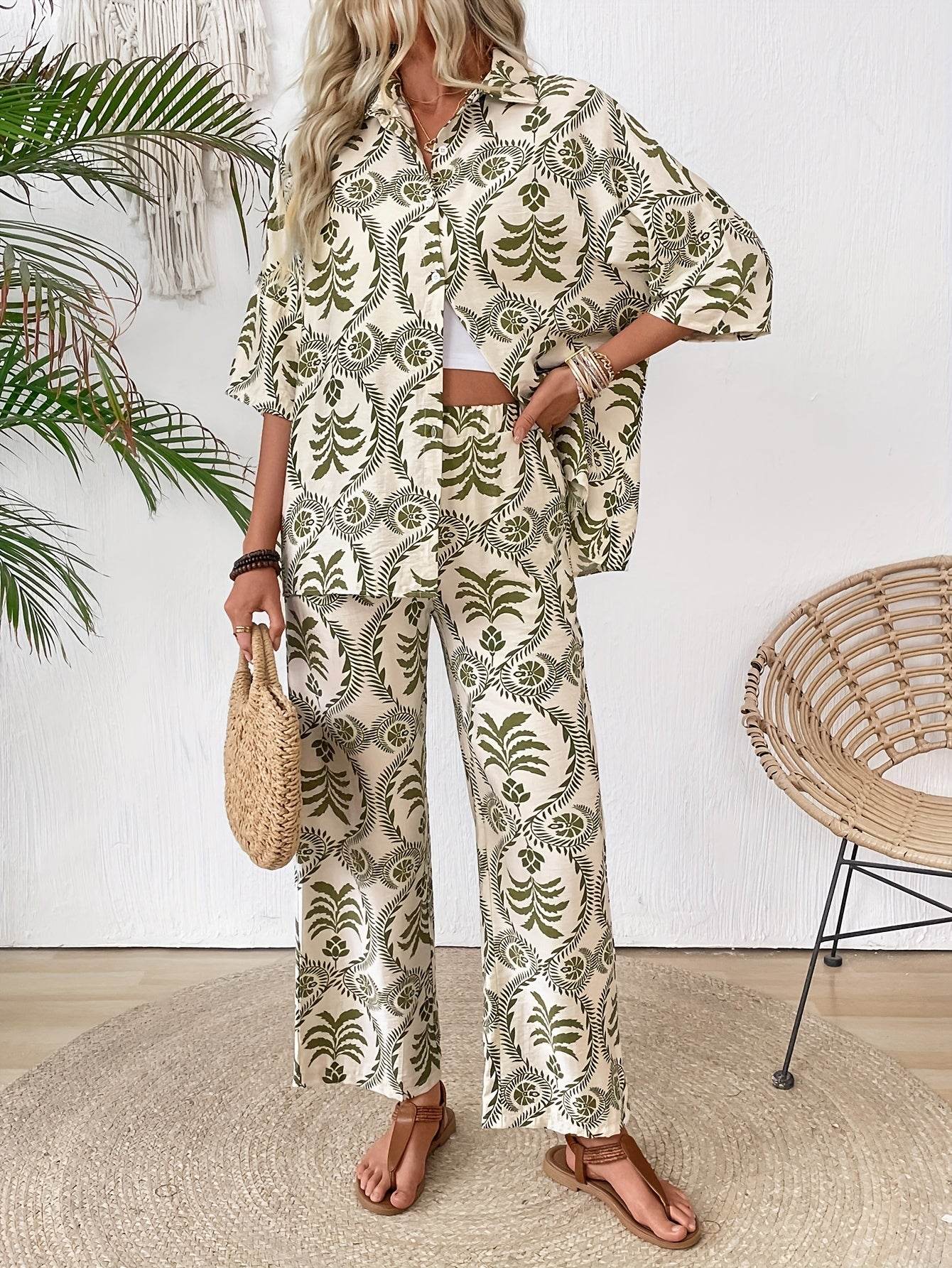 Women's Spring Summer Vacation Two-Piece Set - Tropical Style - Buy Center