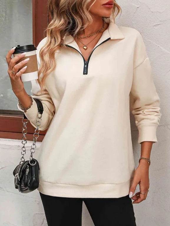 Buycenter Women's Fashion Pullover Sweatshirt - Long Sleeve Zipper Style - Buy Center