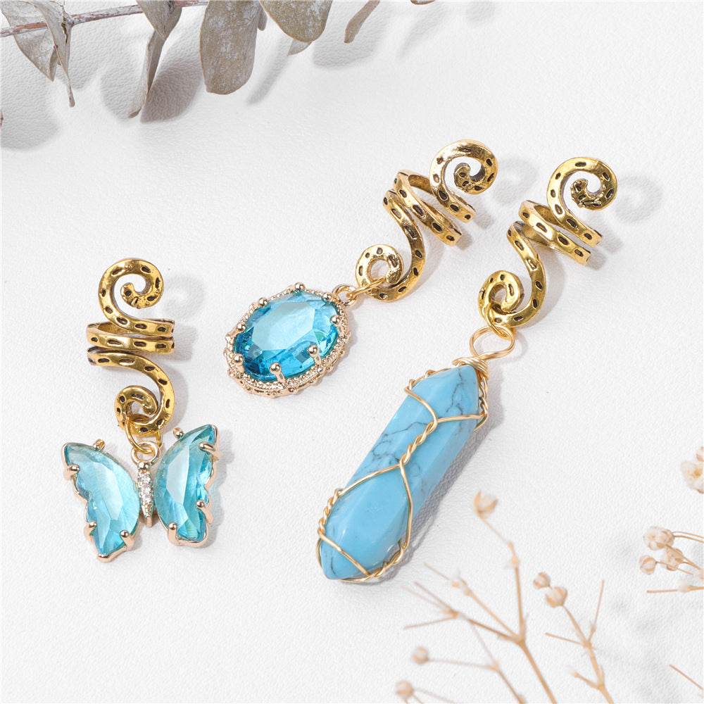 Buycenter Dreadlocks Headdress Set - Colorful Stone Bead Accessories - Buy Center