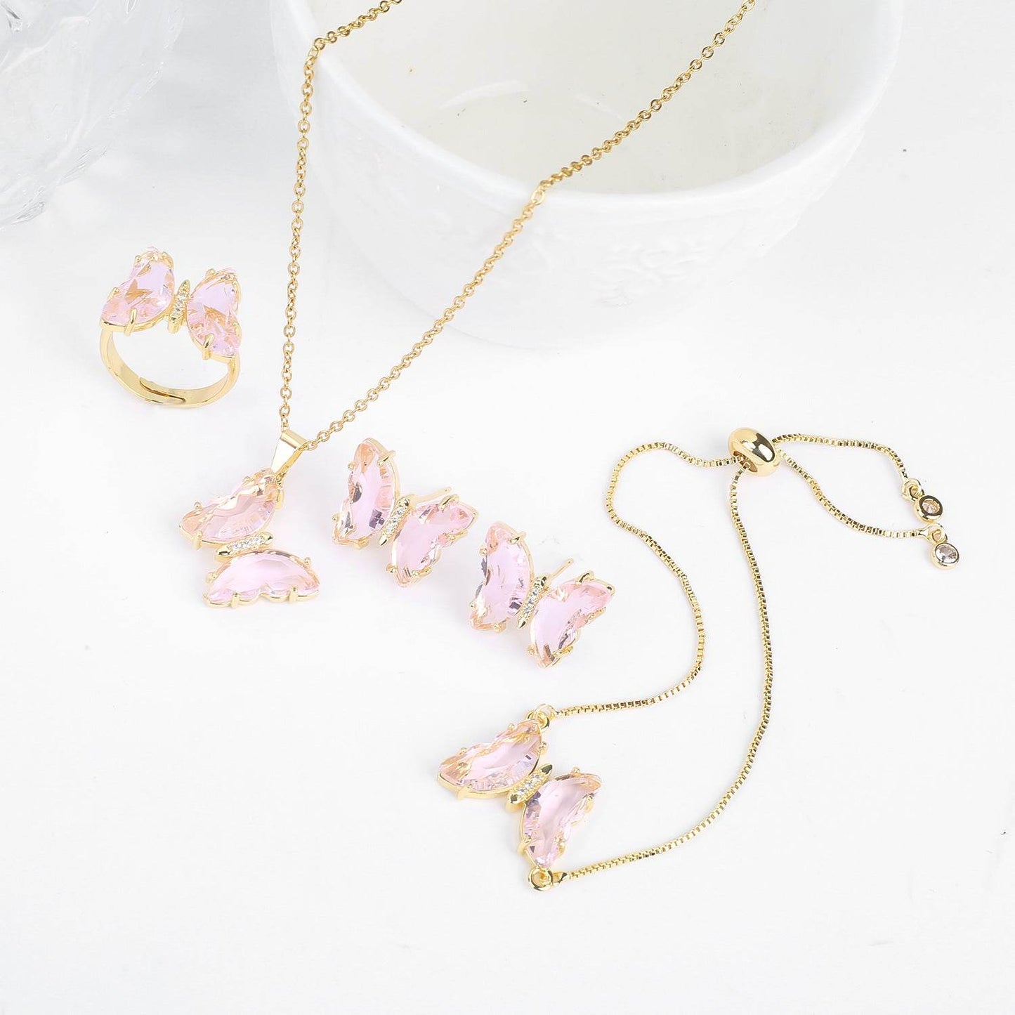 Buycenter Lucky Crystal Butterfly Jewelry Set - Necklace, Earrings & More - Buy Center