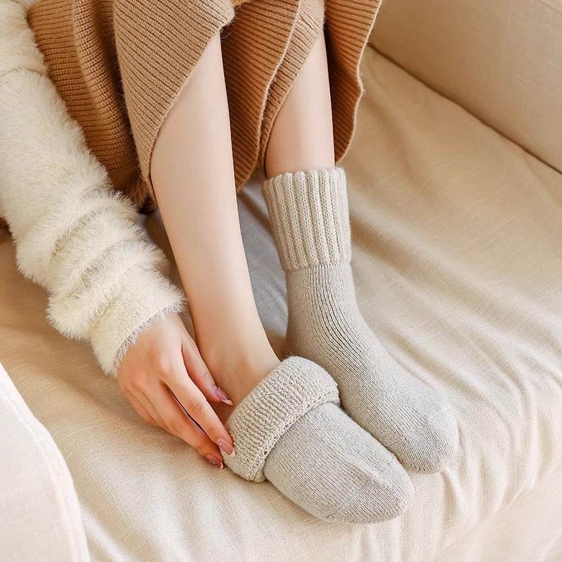 Women's Thick Fluffy Loop Socks - Cozy Black, Beige, Khaki Styles - Buy Center