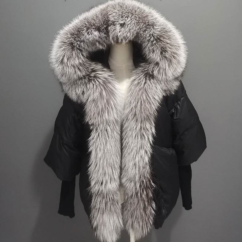 Buycenter White Duck Down Jacket - Removable Fur Collar, Thick Design - Buy Center