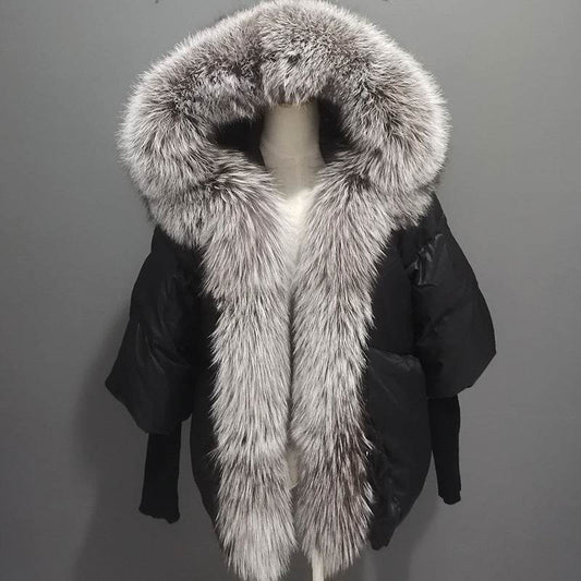 Buycenter White Duck Down Jacket - Removable Fur Collar, Thick Design - Buy Center