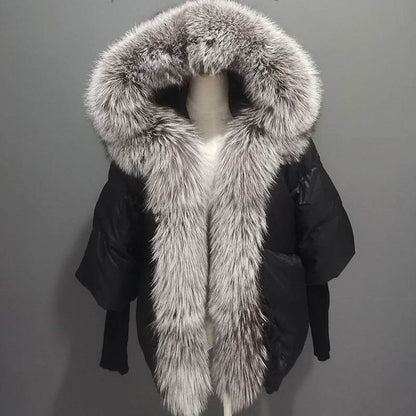 Buycenter White Duck Down Jacket - Removable Fur Collar, Thick Design - Buy Center
