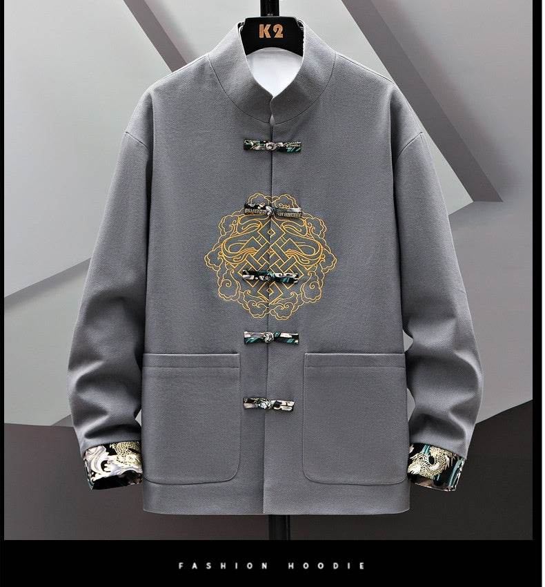 Buycenter Embroidered Chinese Coat - Stylish Buckle Design in Various Colors - Buy Center