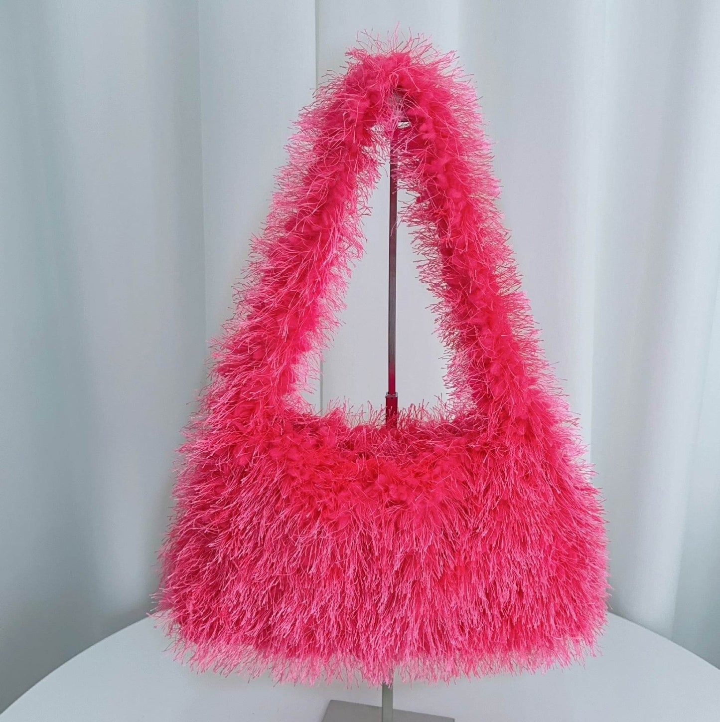 Versatile Candy Colored Handheld Tassel Bag - Fresh Plush Clutch - Buy Center