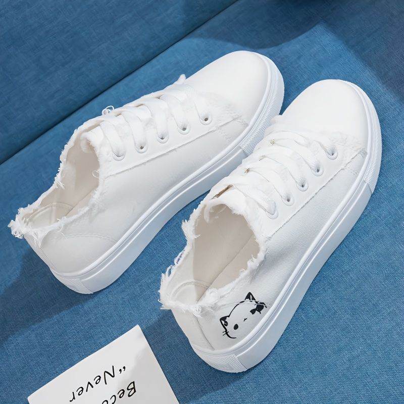 Women's Breathable Canvas Shoes - Stylish White Athletic Sneakers for Spring - Buy Center