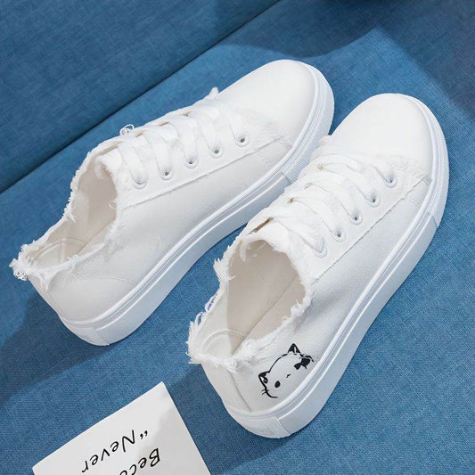 Women's Breathable Canvas Shoes - Stylish White Athletic Sneakers for Spring - Buy Center