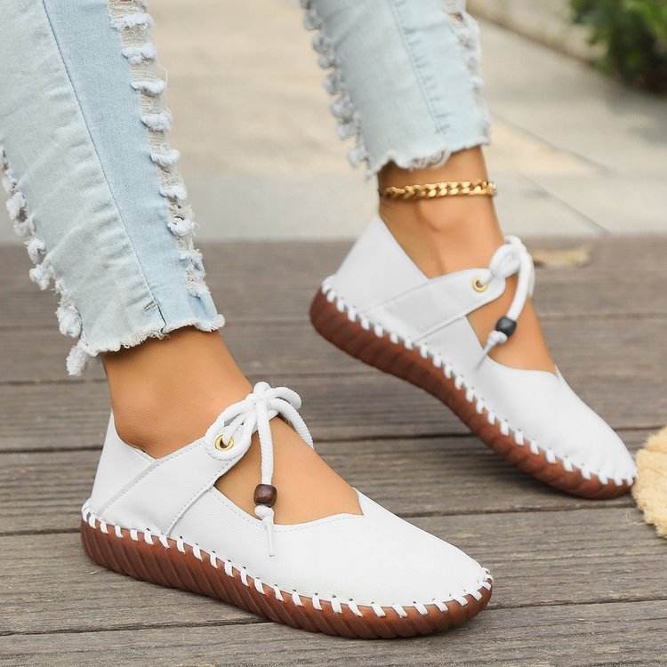 British Retro Round Head Casual Pumps - Lightweight Flats for Stylish Women - Buy Center