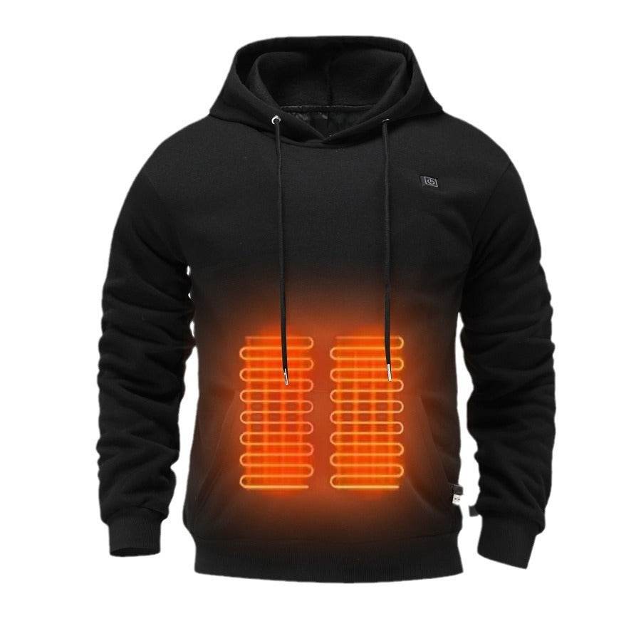 Men's USB Heating Brushed Hoodie - Warm Pullover for Cold Weather 2025 - Buy Center