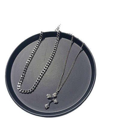 High Sense Flower Cross Necklace - Stylish Titanium Steel for 2025 Fashion - Buy Center