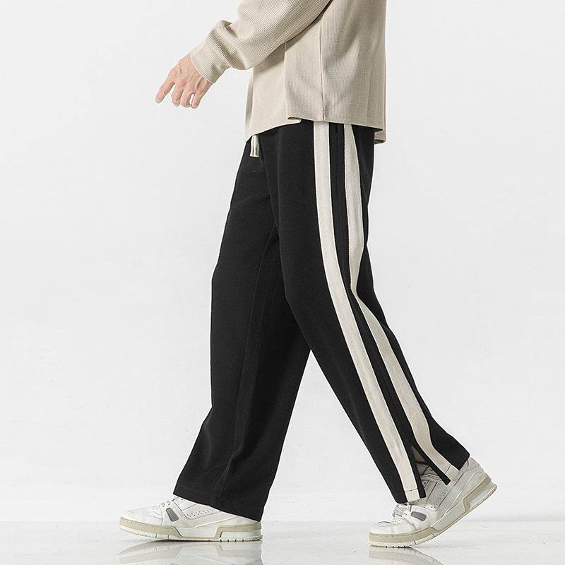 Thin Striped Casual Pants for Men - Mid Waist, Loose Fit Trousers - Buy Center