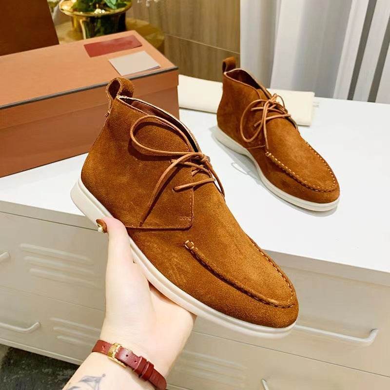 Men's Ankle Lace-up Flat Pumps - Stylish Mid-top Casual Boots 2025 - Buy Center