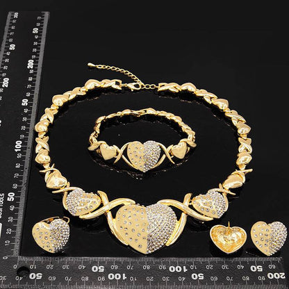 Buy Center Gold Zinc Alloy Jewelry Set - Necklace, Earrings, Bracelet, Ring - Buy Center