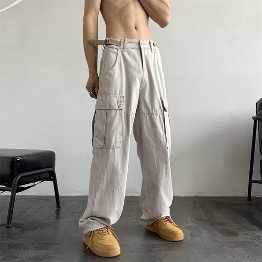 American Retro Ami Men's Khaki Overalls - Trendy Cargo Pants 2025 - Buy Center