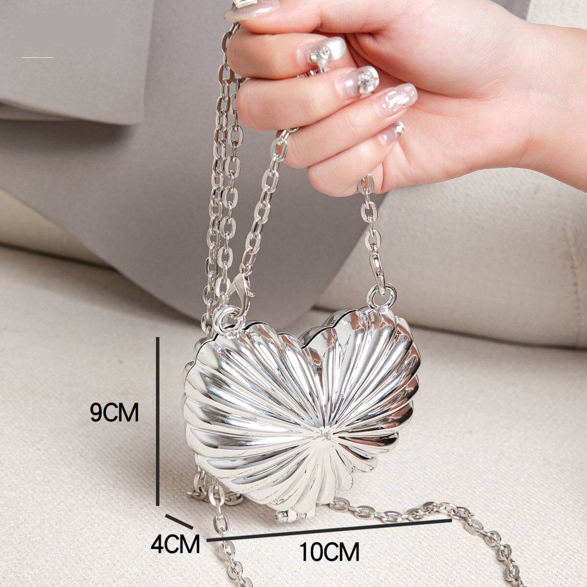 One Shoulder Love Messenger Bag - Gold & Silver Shell Design, Trendy Style - Buy Center