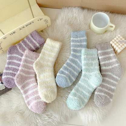 Women's Extra Thick Striped Socks - Breathable Coral Fleece Comfort - Buy Center