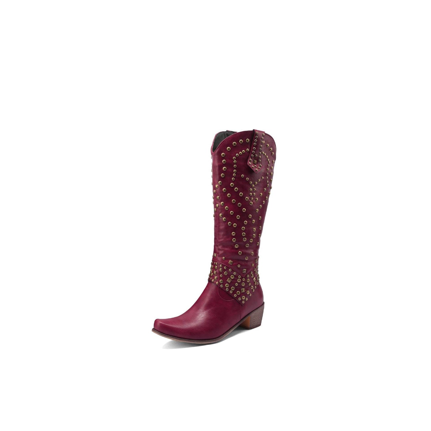 Buycenter Women's High Boots - Autumn & Winter Rivet Thick Heel Design - Buy Center