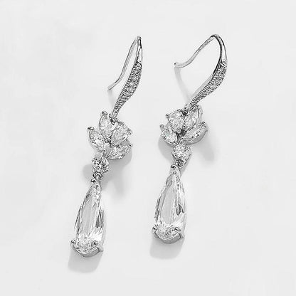 Buycenter Long Korean Wedding Earrings - Elegant Water Drop Design - Buy Center