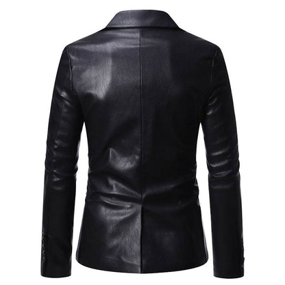 Men's Plus Size PU Leather Jacket - Modern One Button Business Style - Buy Center