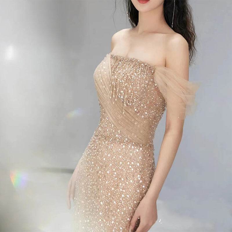 Buycenter Off Shoulder Fish Tail Dress - Elegant Evening Gown for Any Occasion - Buy Center
