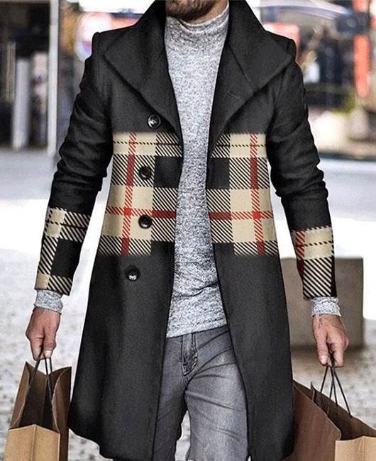 Stylish 3D Digital Printing Men's Woolen Trench Coat - Premium Fashion 2025 - Buy Center