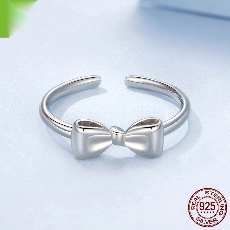 Buycenter 925 Sterling Silver Bow Ring - Adjustable Open Design for Women - Buy Center