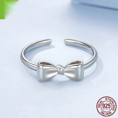 Buycenter 925 Sterling Silver Bow Ring - Adjustable Open Design for Women - Buy Center