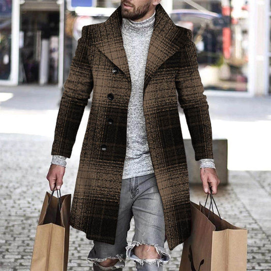 Stylish 3D Digital Printing Men's Woolen Trench Coat - Premium Fashion 2025 - Buy Center