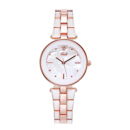 Trendy Korean Style Ladies Watch - White Quartz with Stainless Steel Strap - Buy Center