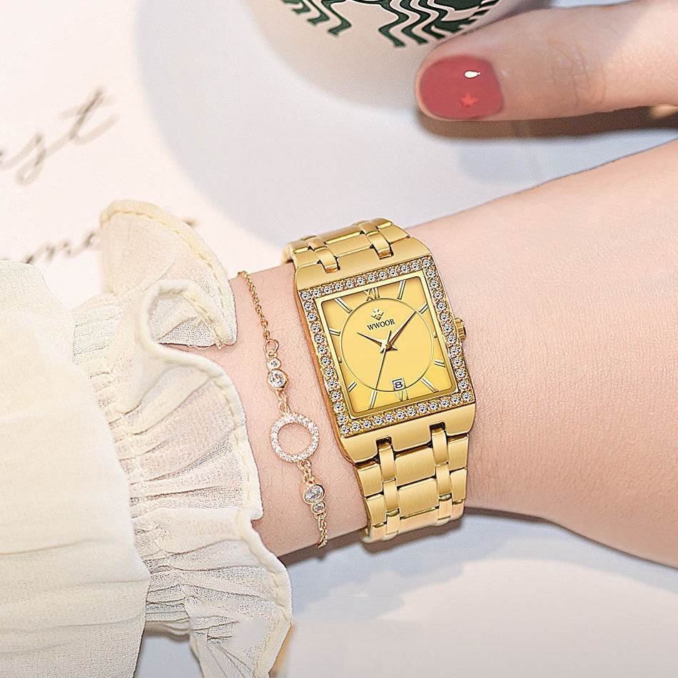 Grip Love Square Steel Band Watch - Waterproof Quartz Stylish for Women - Buy Center