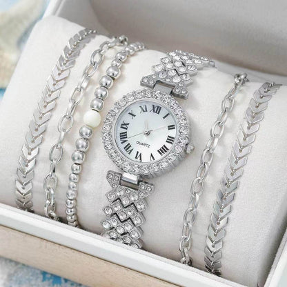 Buycenter Women's 6-Piece Diamond Bracelet Watch Set - Luxurious Gift Box - Buy Center