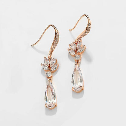 Buycenter Long Korean Wedding Earrings - Elegant Water Drop Design - Buy Center