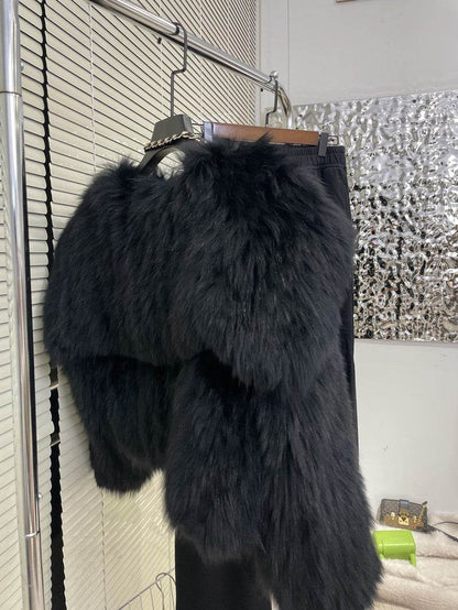 Buycenter Women's Fur Young Coat - Stylish Lapel Design, Short Length - Buy Center