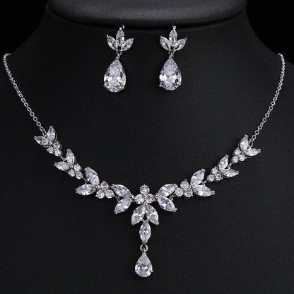 Buy Center Luxurious Pendant Necklace & Earrings Set - Copper & Zircon - Buy Center