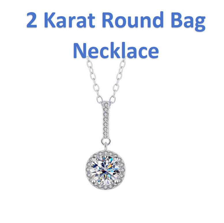 Buycenter S925 Sterling Silver Moissanite Ring Necklace Set - Elegant Design - Buy Center