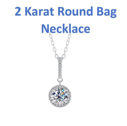 Buycenter S925 Sterling Silver Moissanite Ring Necklace Set - Elegant Design - Buy Center