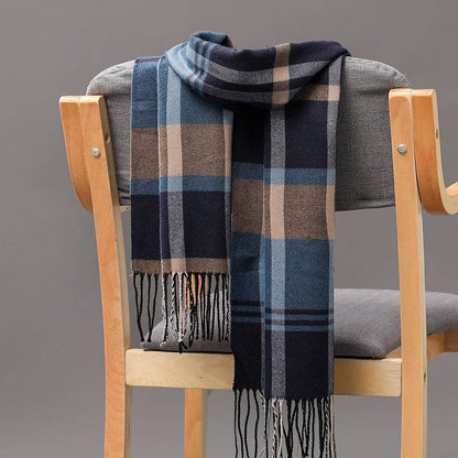 British Plaid Cashmere Scarf - Stylish Tassels, Perfect for Couples & Families - Buy Center