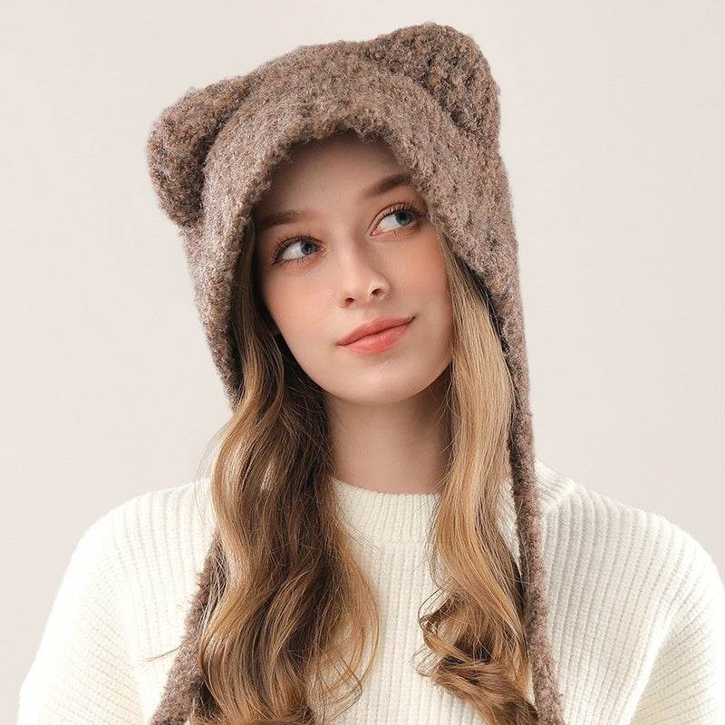 Cute Bear Knitted Hat for Women - Warm Earmuffs for Winter Style - Buy Center