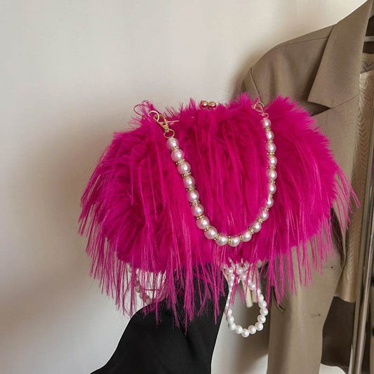 Buycenter Sweet Girl Plush Backpack - Portable Crossbody in Rose Red & More - Buy Center