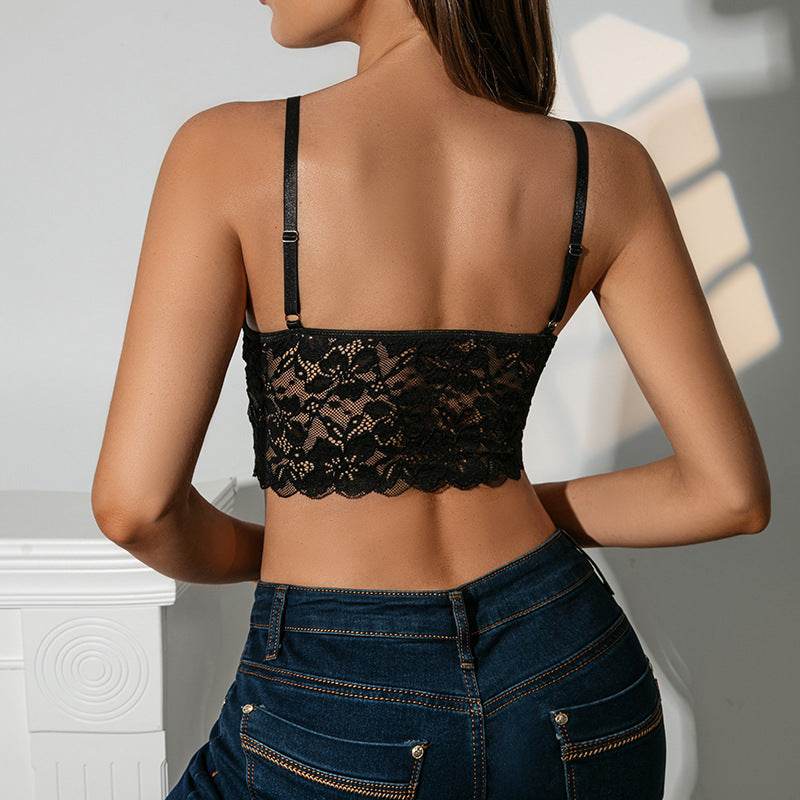 Buycenter Lace Backless Slip Top - See-Through Black Blazer for Women - Buy Center