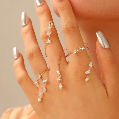 Buycenter Simple Zircon Leaves Finger Chain - Elegant Body Jewelry for Women - Buy Center