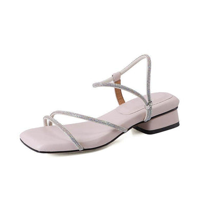 Women's Rhinestone Open Toe Sandals - Stylish Ankle-Strap for Elegance - Buy Center