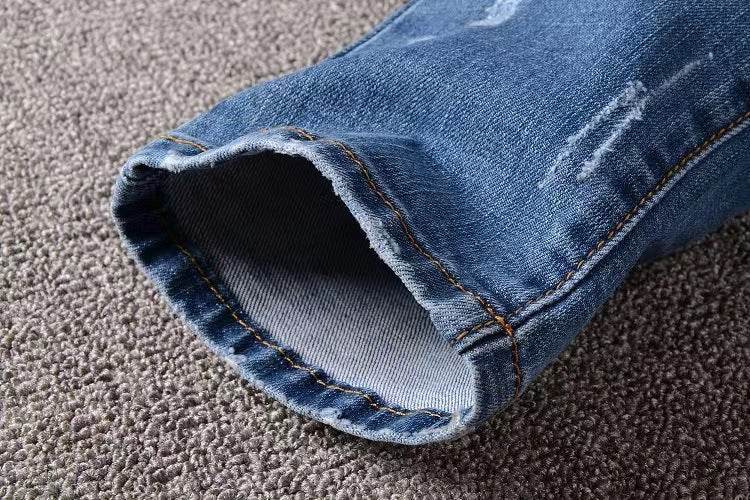 Men's Slim European Denim Trousers - Stylish Casual Blue Pants - Buy Center