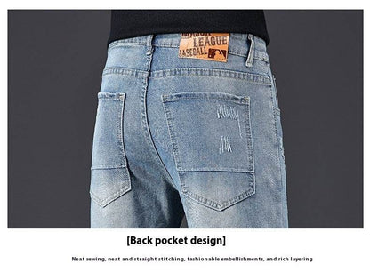 High-End Blue Holes Jeans for Men - Straight Leg Design, Micro Elasticity - Buy Center