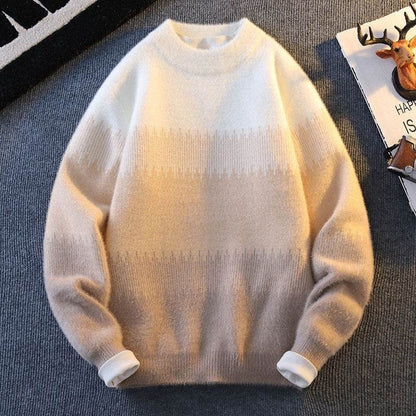 Men's Casual Loose Pullover Sweater - Warm Rabbit Fur & Trendy Colors - Buy Center