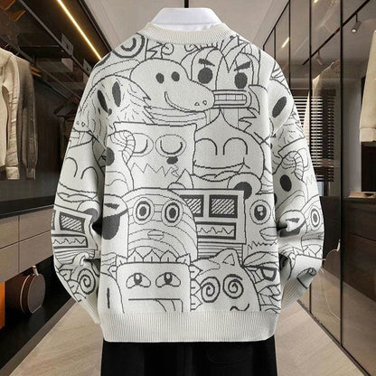 Thickened Round Neck Sweater for Teenagers - Trendy Winter Pullover - Buy Center